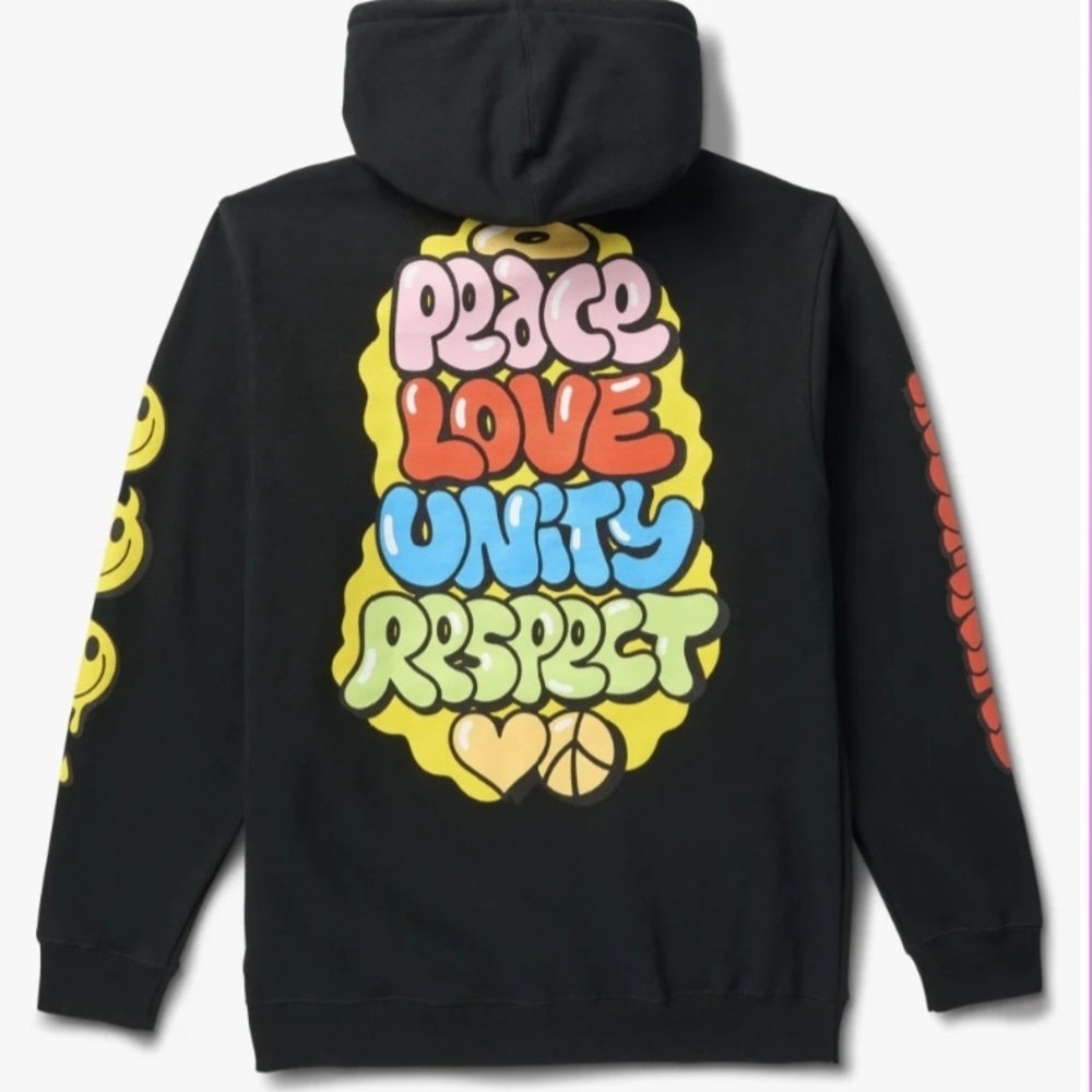 Black Graphic Hoodie with Colorful Design